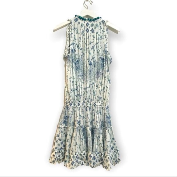 NWT Poupette St. Barth Clara Blue Parrot Mini Dress size L - Picture 4 of 15